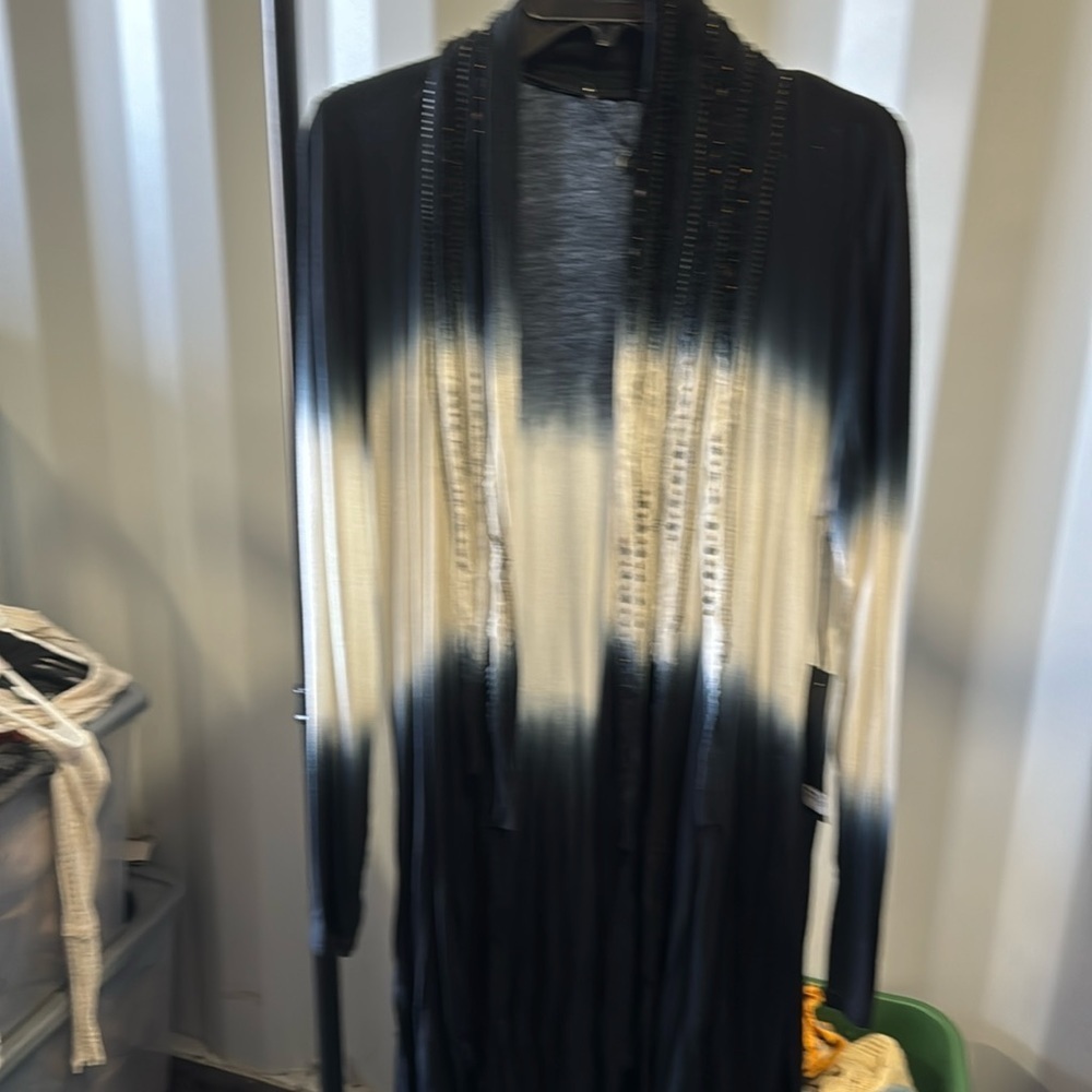 Buckle boutique long cardigan with fringe and bead